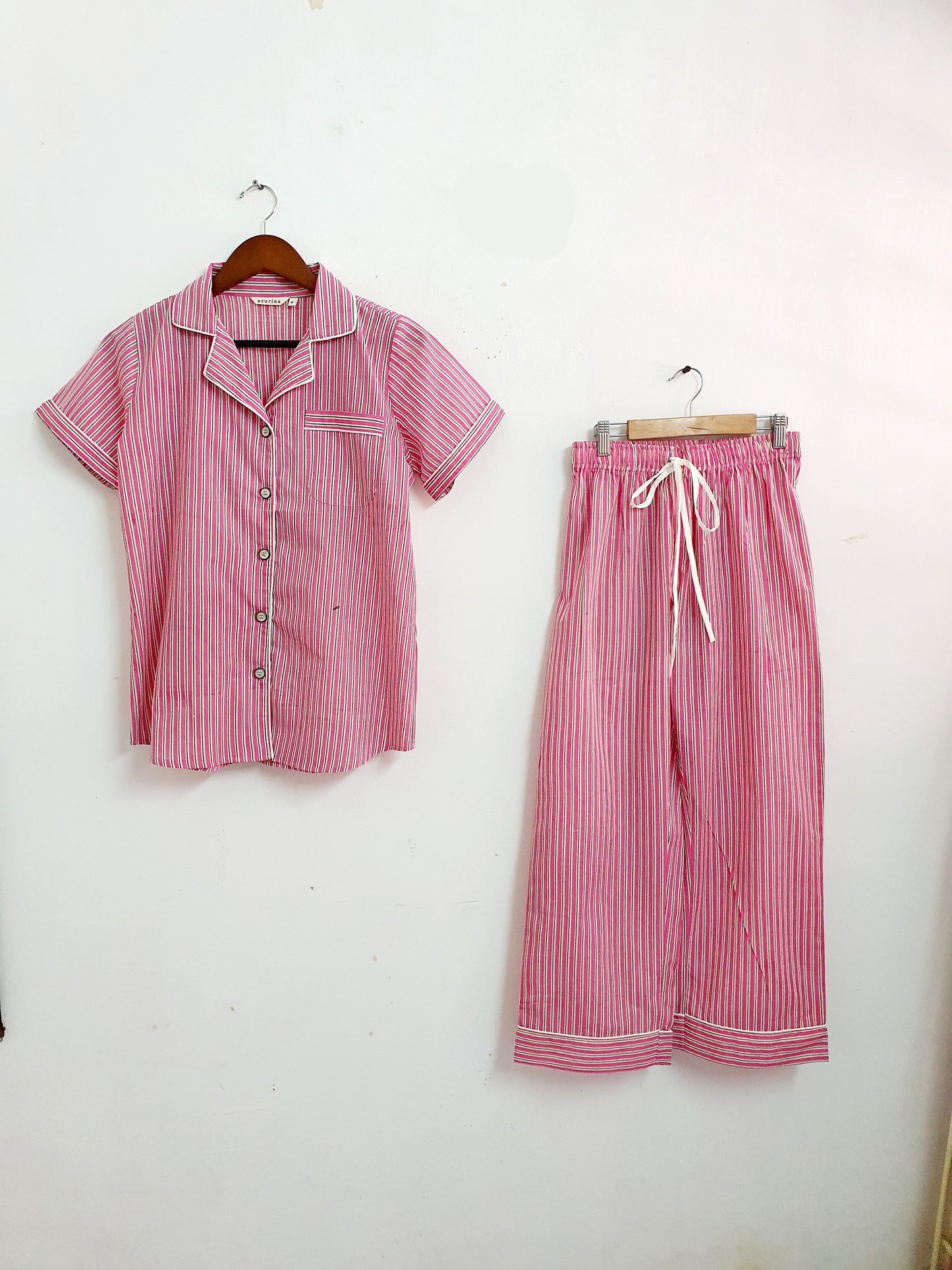 Blue Brown Stripes PJ Set