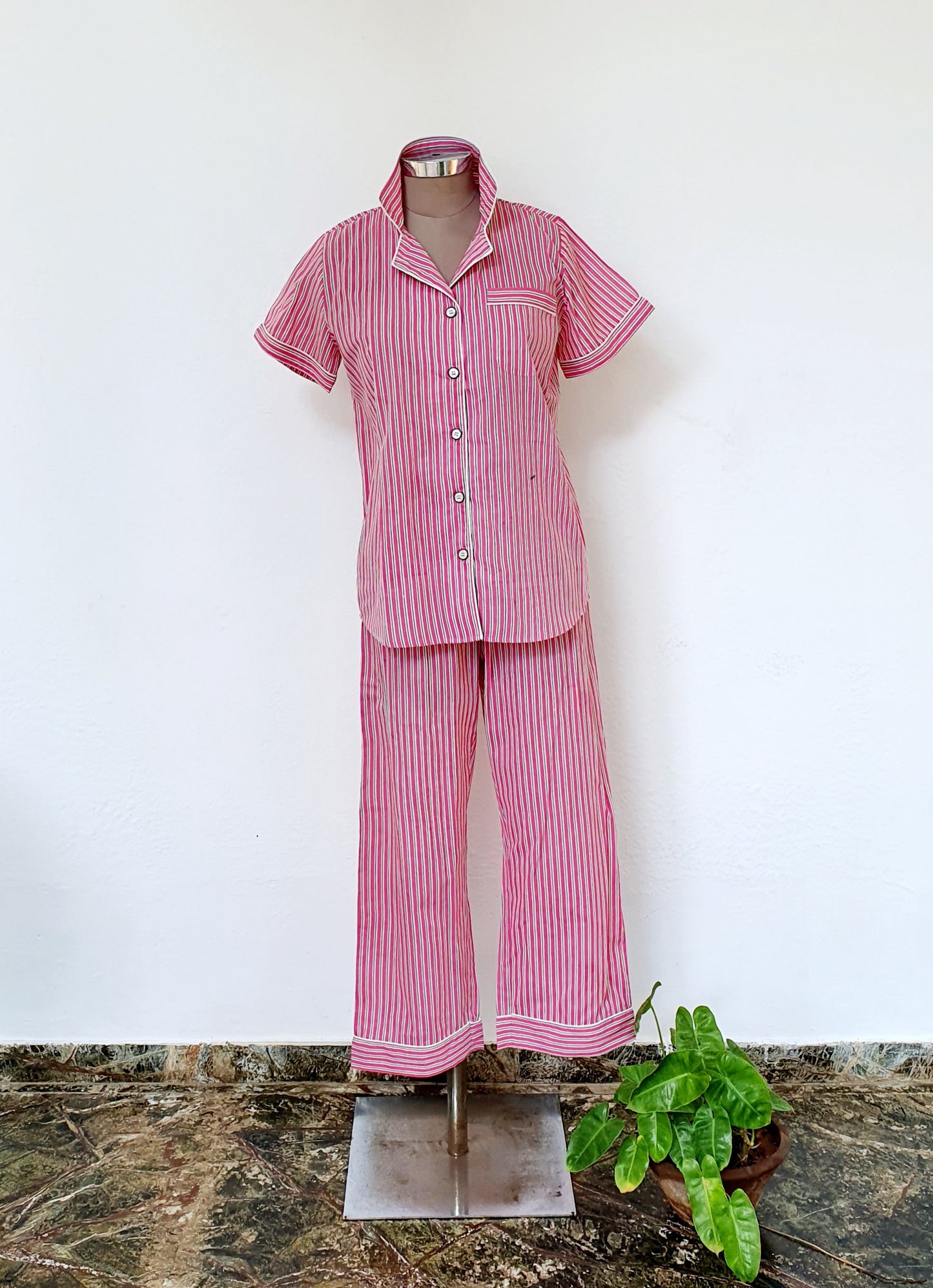 Blue Brown Stripes PJ Set