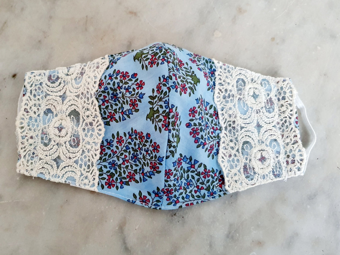 Blue Paisley Lace Mask Set of 2