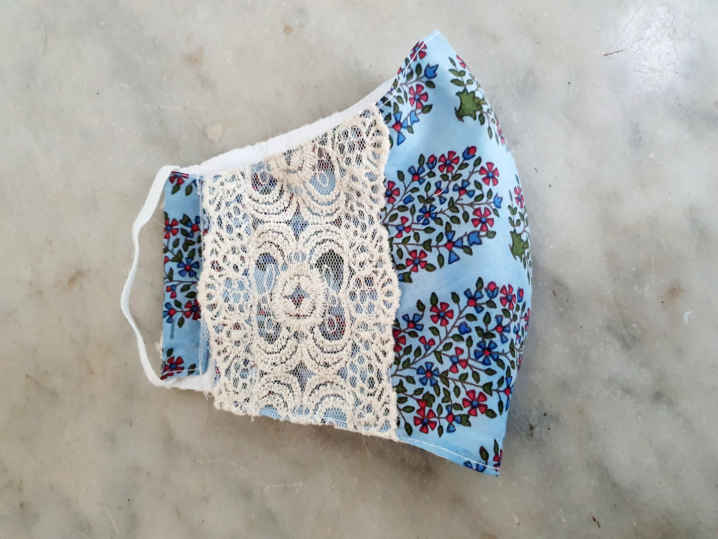 Blue Paisley Lace Mask Set of 2