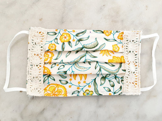 Yellow Floral Mask Set of 2