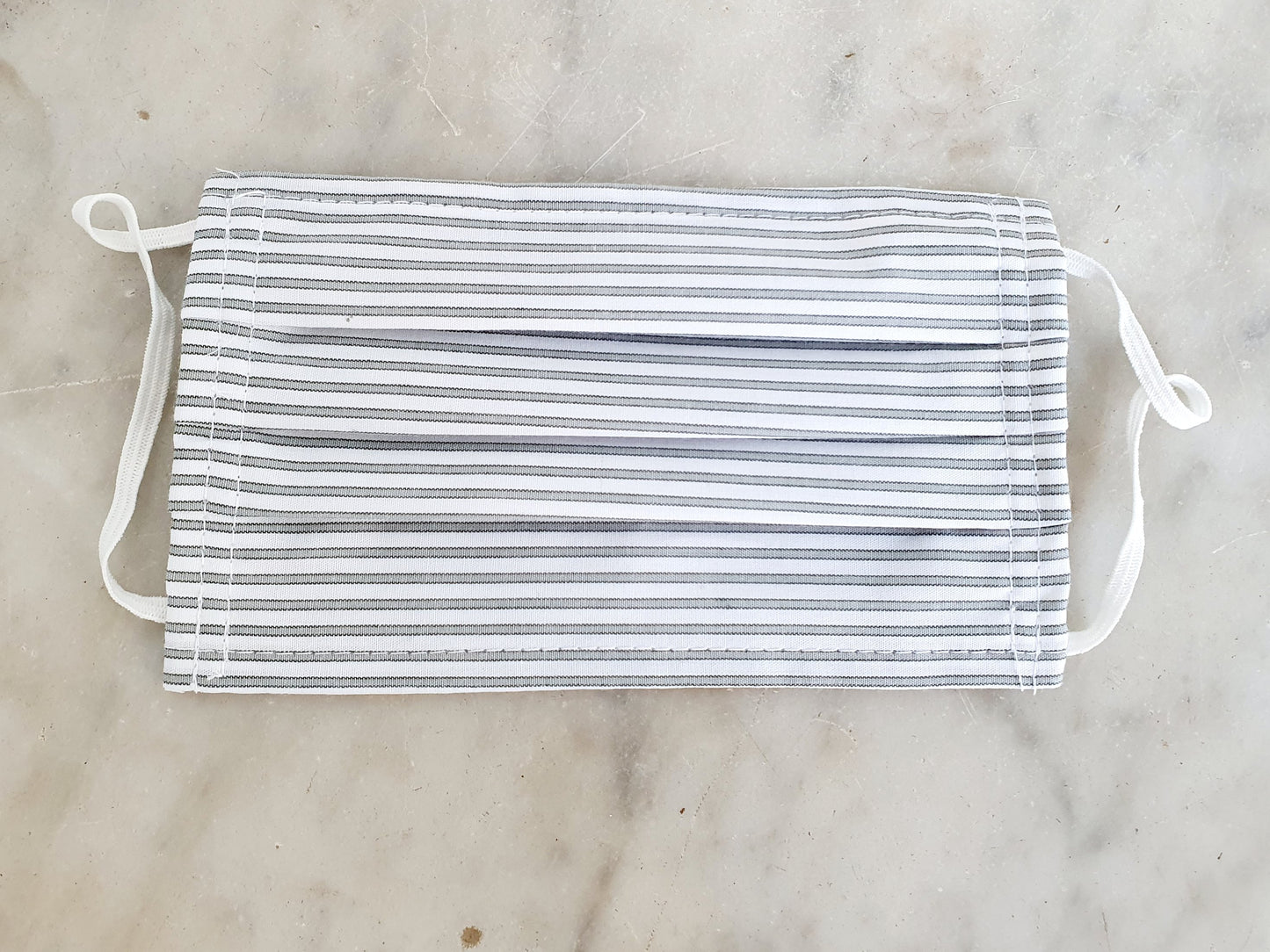 Grey Striped Pleated Mask Set of 10