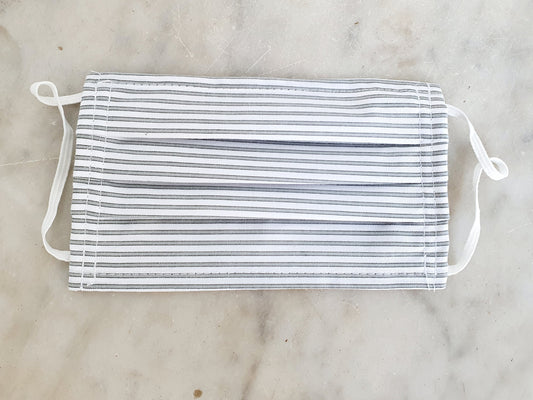 Grey Striped Pleated Mask Set of 10