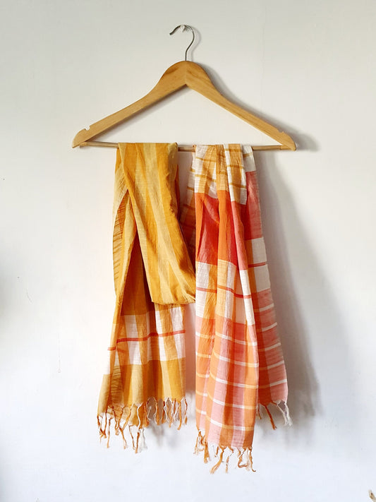 Chrome & Tangerine Hand Woven Stole