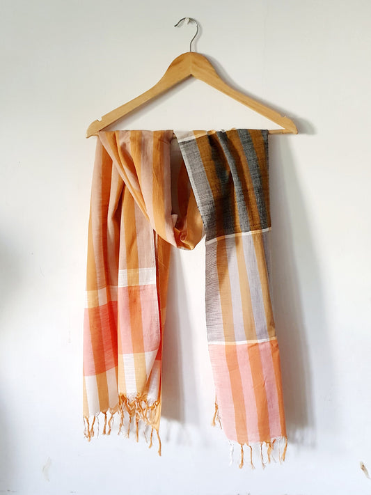 Color Blocked Sunset Hand Woven Stole