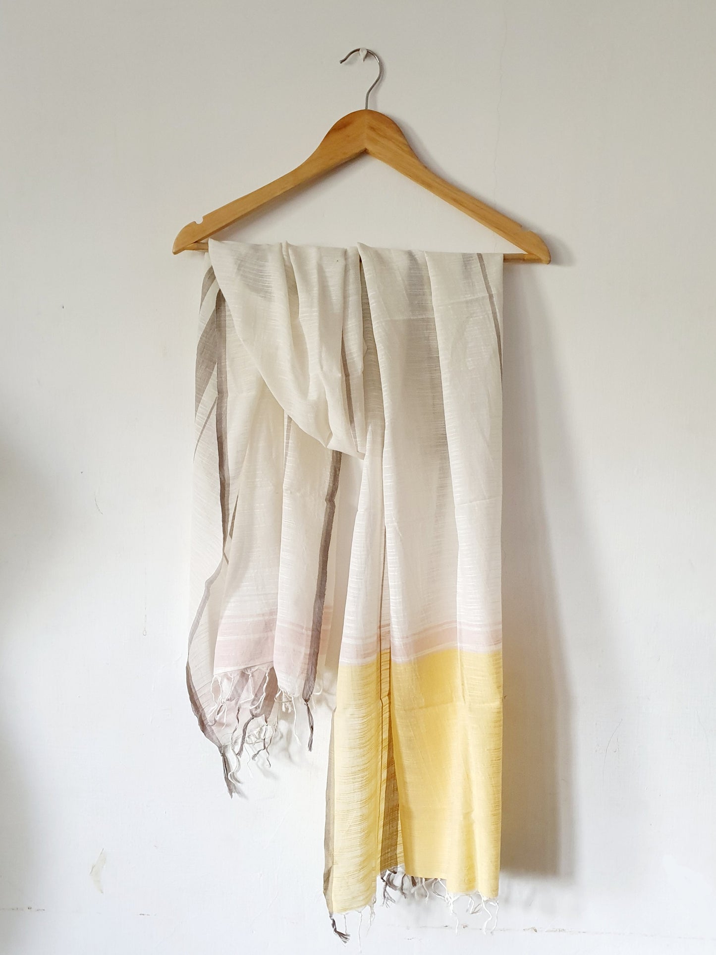 Chrome & Soft Coral Hand Woven Stole