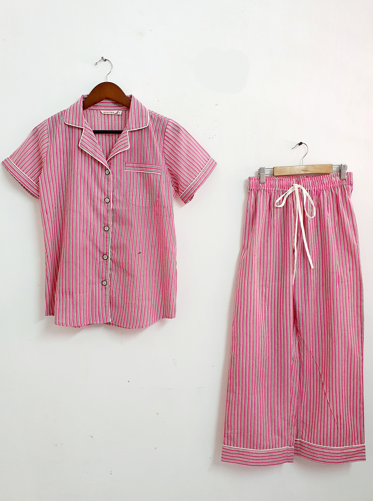 Pink Stripe Button Down PJ set