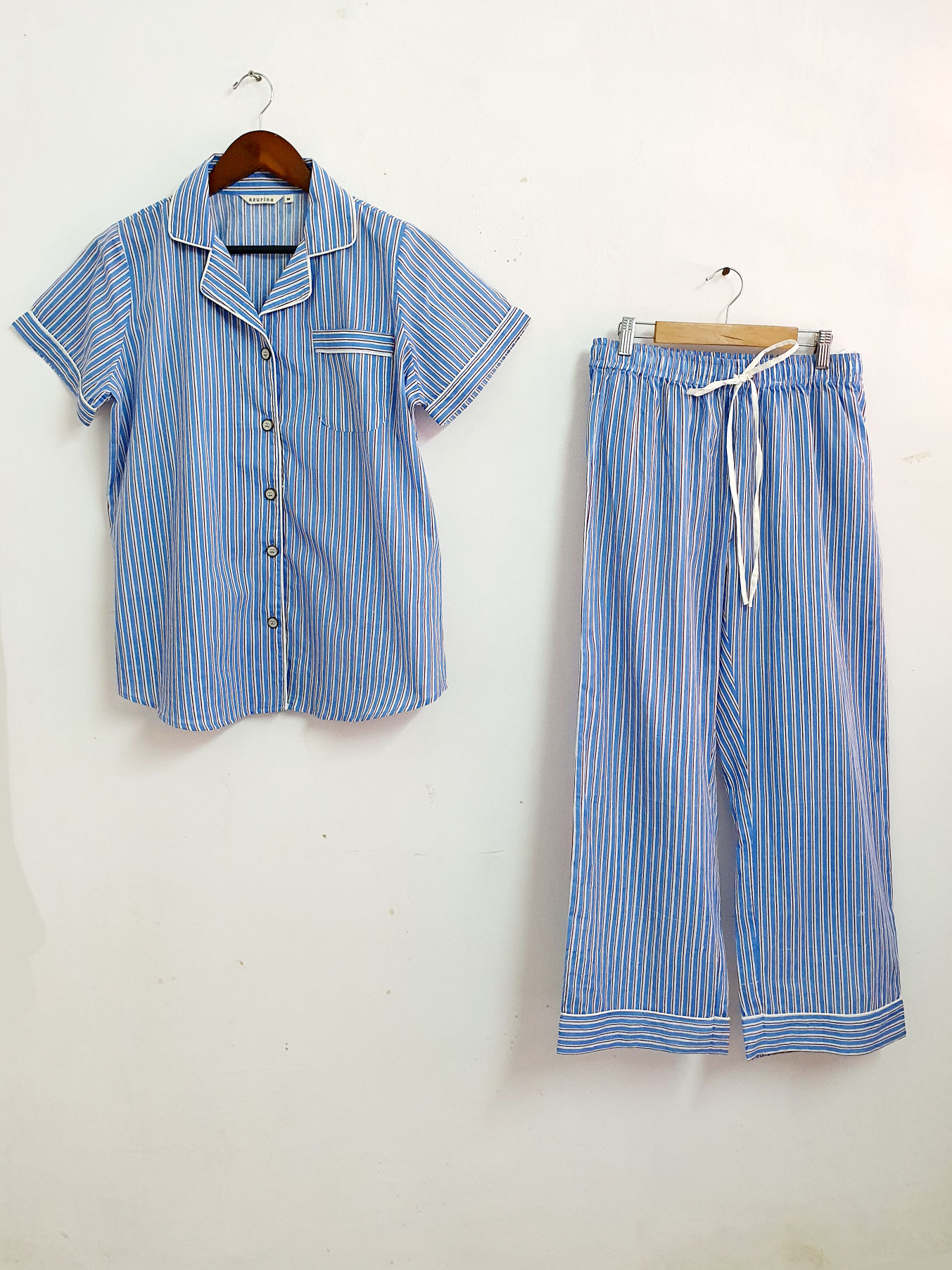 Blue Brown Stripes PJ Set