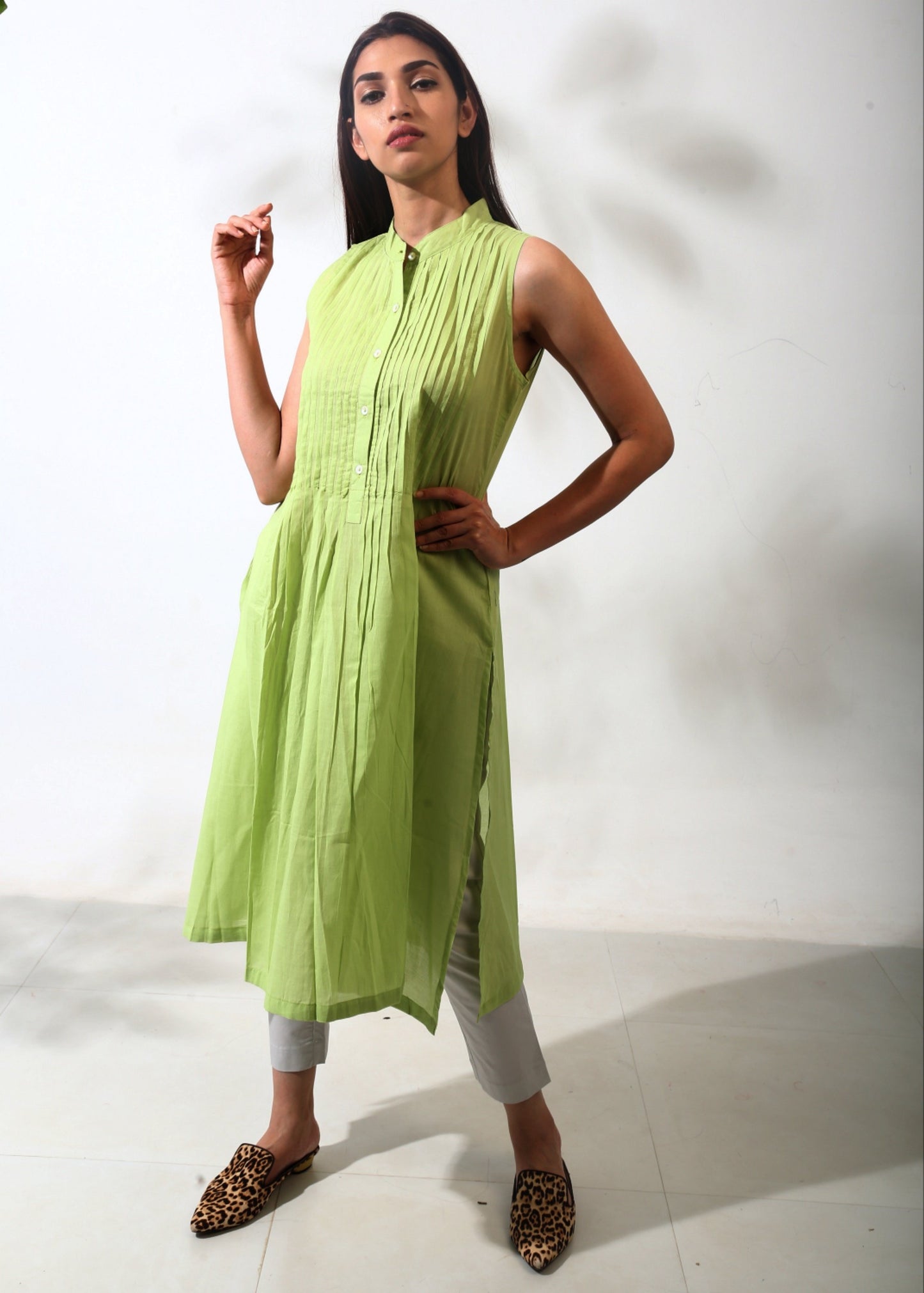 Sleeveless Pleated Tunic