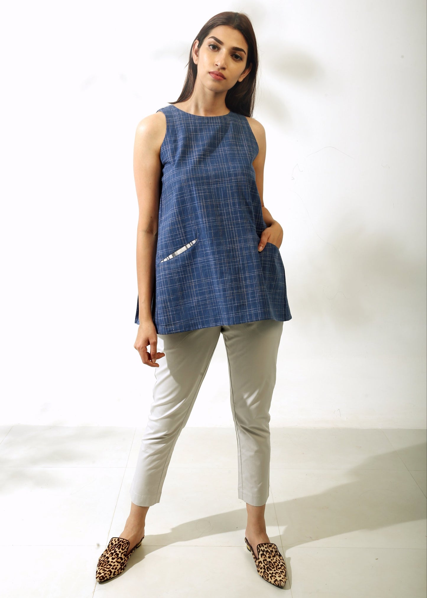 Indigo Slub Top