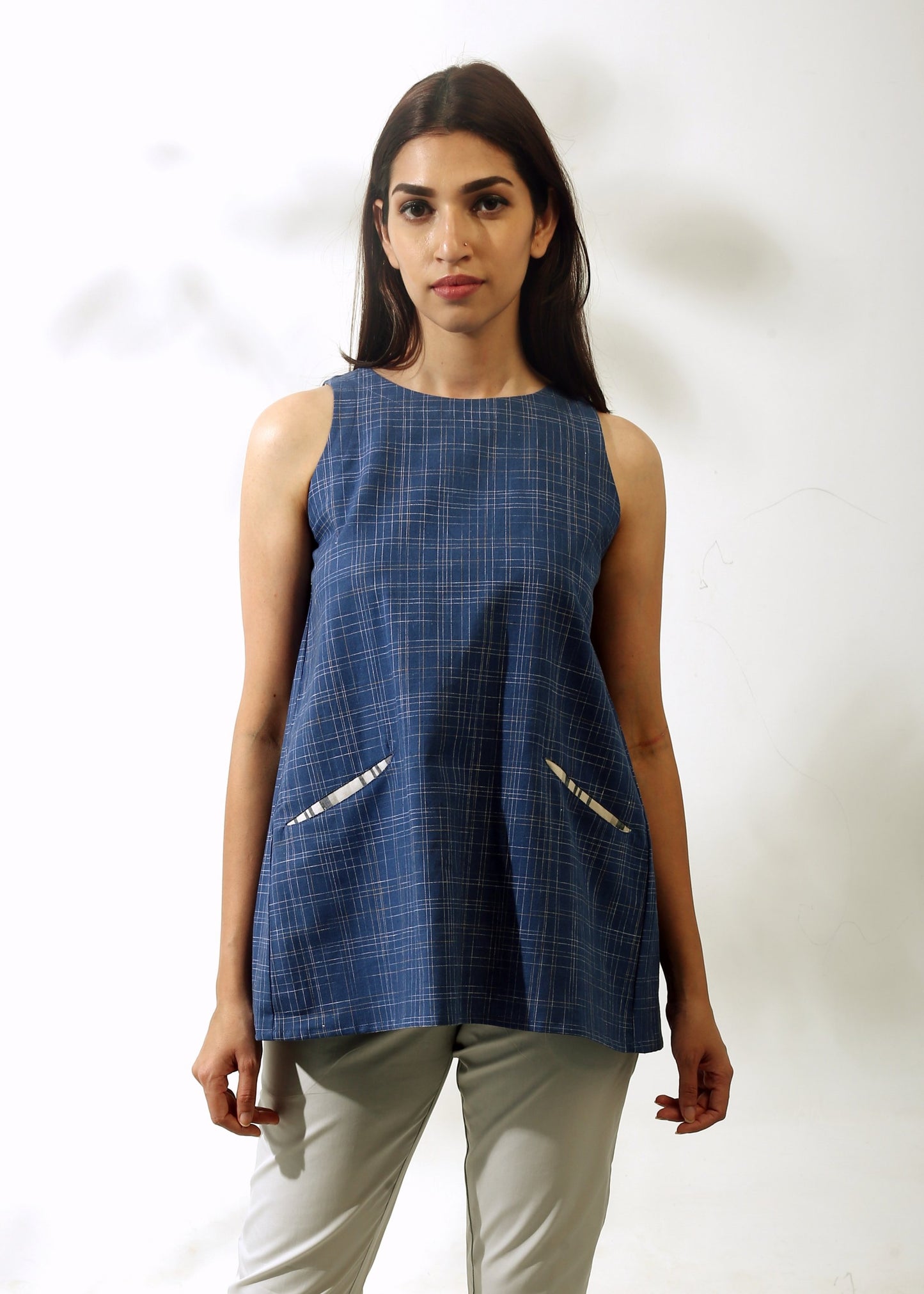 Indigo Slub Top