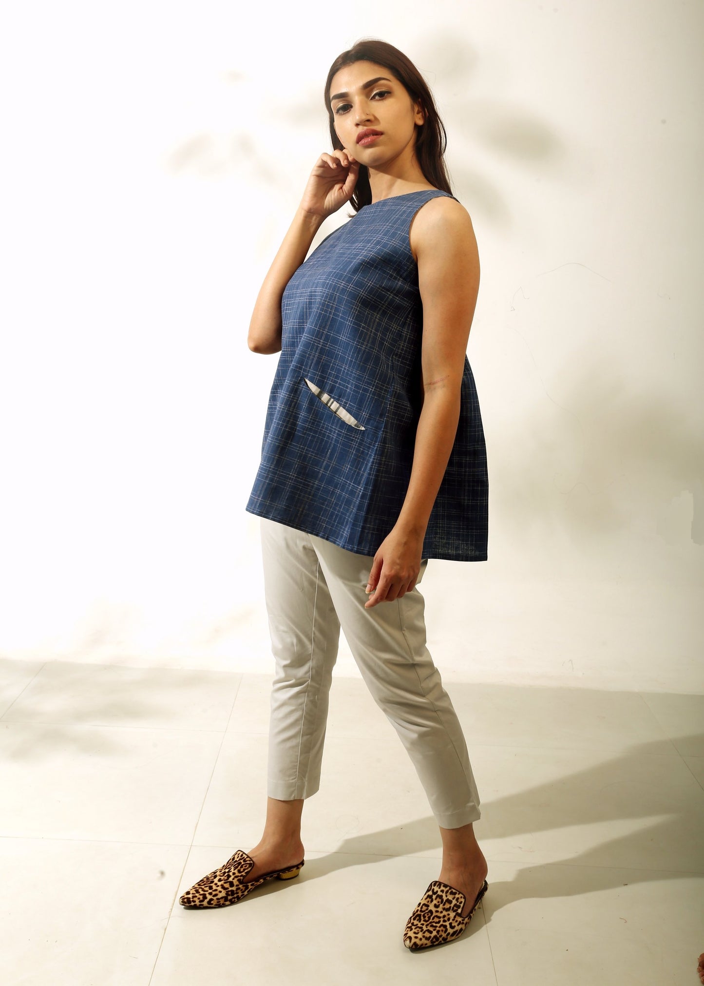 Indigo Slub Top
