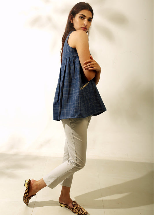 Indigo Slub Top